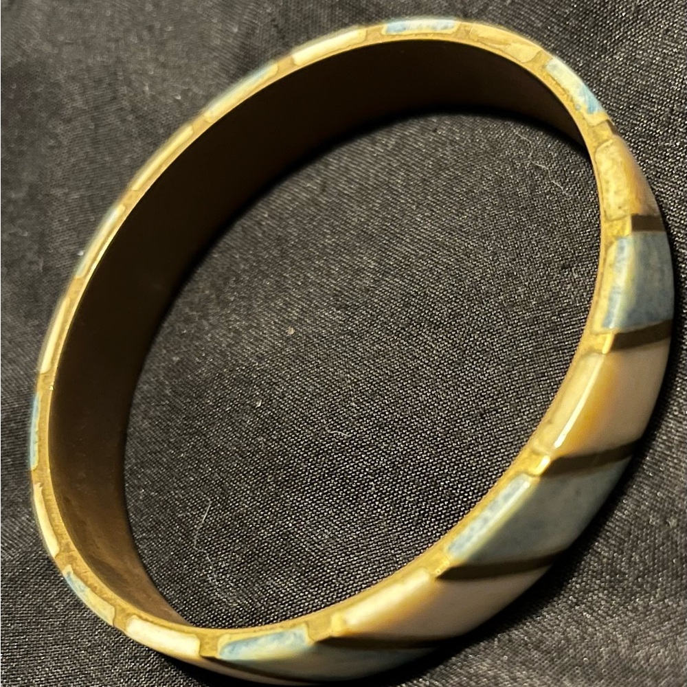 Gold and Blue Bangle Bracelet